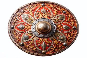 Naklejka premium Ancient Dacian Shield: Isolated on White Background, Perfect for History & Archaeology Projects