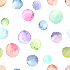 Polka dot multicolored watercolor seamless pattern