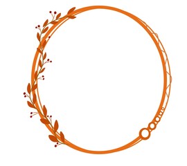 Circle shape Frame with floral elements. Vector frame for text with flowers. Vector isolated elements for wedding invitation, card, logo.