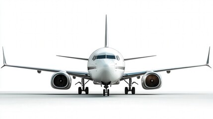 Obraz premium sleek, contemporary commercial airplane touching down, with detailed view