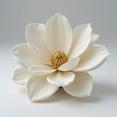 Obraz premium Elegant Creamy White Magnolia Flower with Golden Center Close up Studio Shot