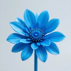 Fototapeta premium Vibrant Blue Artificial Flower Close up Studio Shot Detailed Petals Modern Floral Design