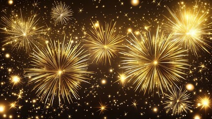 Naklejka premium brilliant display of gold fireworks in an outdoor night setting