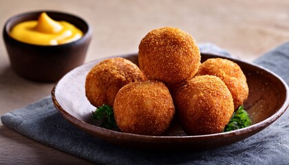 dutch snack bitterballen with mustard