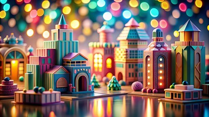 Obraz premium Art Deco Toy Background: Geometric Textures & Pastel Colors for Vintage Design