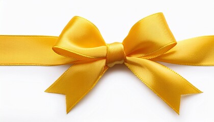 yellow ribbons with bow on white background