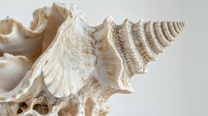 detailed view of a conch shell and clam, highlighting their unique features and the natural beauty of these invertebrates