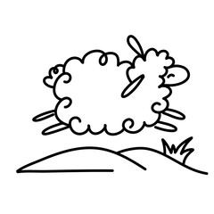 Funny white and black sheep animals doodle
