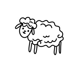 Funny white and black sheep animals doodle
