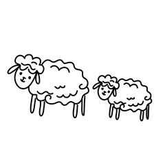 Funny white and black sheep animals doodle
