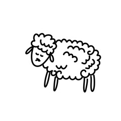 Funny white and black sheep animals doodle
