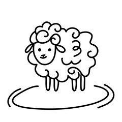 Funny white and black sheep animals doodle
