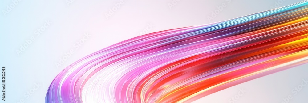Poster Glowing neon lines create a smooth and elegant composition on a bright background in futuristic abstract art Generative AI
