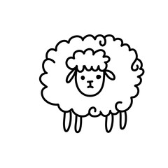 Funny white and black sheep animals doodle
