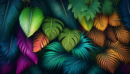 spring background with beautiful leaf background for design colorful background with tropical plants
