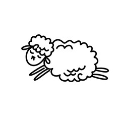 Funny white and black sheep animals doodle
