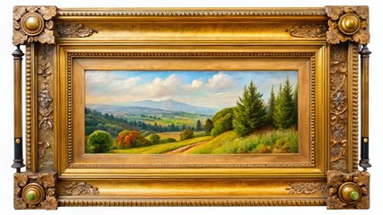Authenticity Examination: Reverse of Framed Painting, Isolated White Background - Stock Photo
