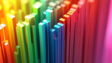 Obraz premium 3D Colorful Rainbow Flag Chart for Data Analysis