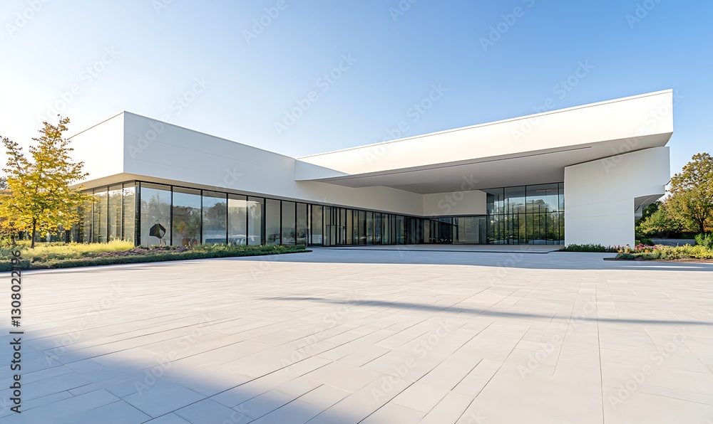 Aufkleber a modern art museum featuring abstract architecture, captured in a unique isolated setting.