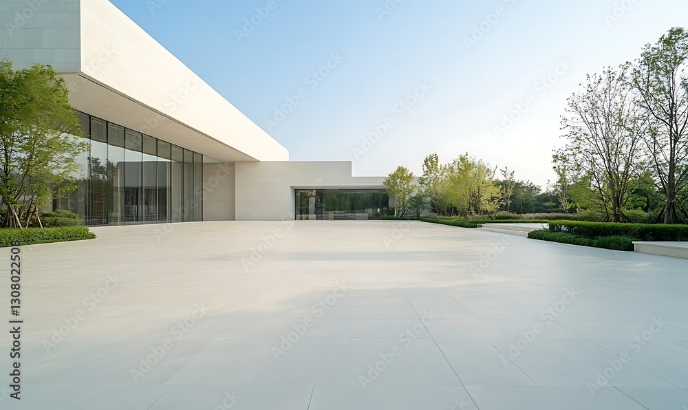 Poster A modern art museum featuring abstract architecture captured in a unique isolated setting.