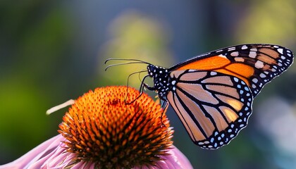 Fototapeta premium queen butterfly danaus gilippus feeding on butterfly mist flower buds