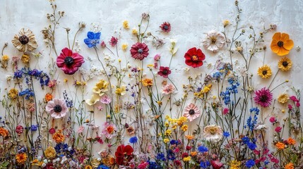 Fototapeta premium vibrant wildflowers in autumn bloom, with rich colors and lively patterns adding a touch of fall beauty to the scene