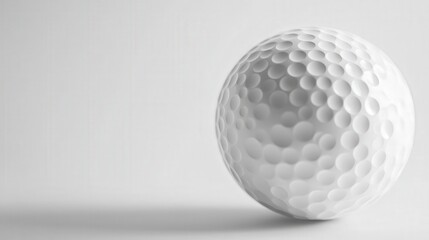 isolated white dimpled golf ball, focusing on the smooth finish and dimpled texture against a white background