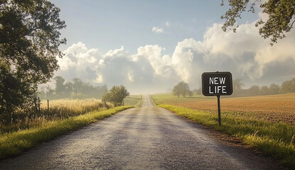 A Straight Road Leading to a New Life in a Serene Landscape