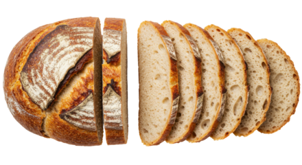 A loaf of sliced bread with oats and flax seeds Isolated, Cutout, Top VIew 