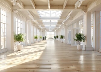 Modern office setup with sleek, white desks and workwear