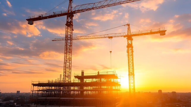 A large-scale construction site featuring a steel framework, showcasing modern architecture and development.