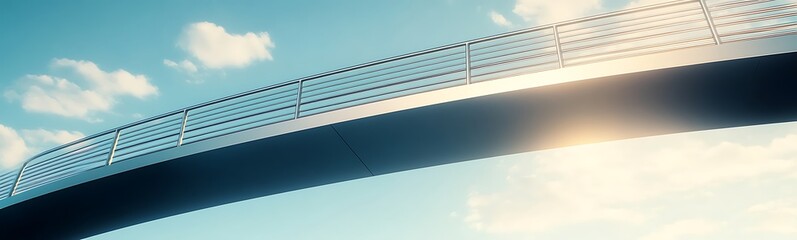 A modern steel bridge captured from a low-angle perspective, highlighting its architectural design.