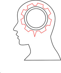 Human setting icon outline drawing vector,human setting icon vector on white background,human head setting icon design for web,application, template and banner