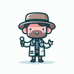 cartoon vector illustration of person wearing a hat