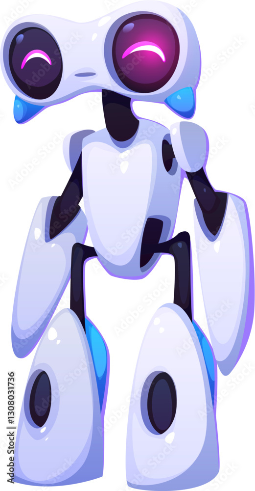 Fototapete futuristic robot or digital droid and alien cyber bot, vector cartoon mascot character. space robot 