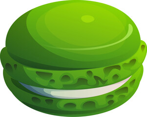 St Patrick day or Irish holiday cartoon green macaron cookie, vector sweet dessert. Saint Patrick day green macaroon biscuit for Ireland national holiday greeting card and decoration pastry food