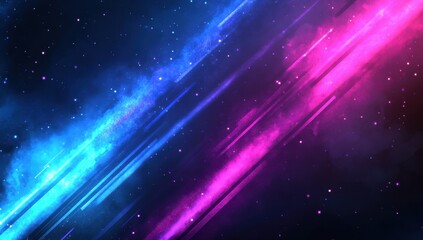 Obraz premium Vibrant Cosmic Background with Blue and Pink Vivid Streaks of Light and Stars in a Dark Universe, Ideal for Science Fiction and Fantasy Designs