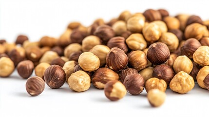 Obraz premium Hazelnuts on White Background Close-up
