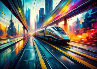 Fototapeta premium Bold Brushstrokes: Futuristic Transportation Concept Art