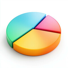 Obraz premium Colorful 3D Pie Chart with a Growing Segment Highlighted for Data Visualization Needs