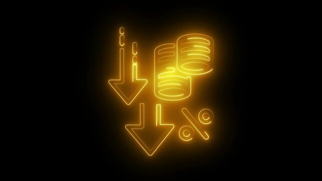 Business loss. Cash with down arrow stocks graph, concept of financial crisis, market fall. Cost reduction. Money symbol with down arrow. dollar sign loss direction graph.