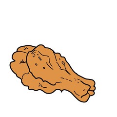 Hand drawn Fried Chicken Sketch Illustration. fried chicken leg flat vector illustration icon clipart.crispy fried chicken flat icon illustration design. fast food fried chicken leg flat design
