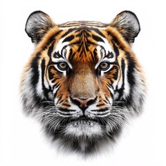 Fototapeta premium Tiger Portrait: Majestic Wildlife Predator with Vibrant Orange Stripes in Asian Habitat