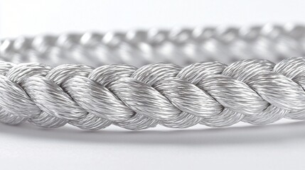 Naklejka premium Close-up braided rope, white background, texture detail, design element