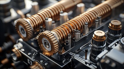 Naklejka premium Close-up intricate gears, precision mechanism, industrial background, engineering design
