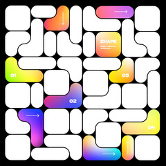 Obraz premium Abstract Pattern with Geometric Shapes. Bento Grid Background with Gradient. Y2K Modern Layout for UI Design. Liquid Futuristic Blob Figures