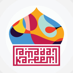 Square Colorful Fluid Shapes Composition Ramadan Greeting