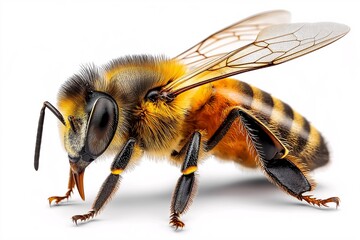 Macro Photo of Bee: Insect Anatomy and Natural Habitat in Serene Ecosystem with Focus on Wildlife Pollination