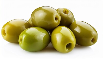green olives fruits isolated on white background cutout