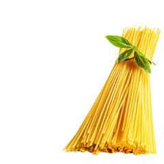 Fresh spaghetti with basil for culinary delights